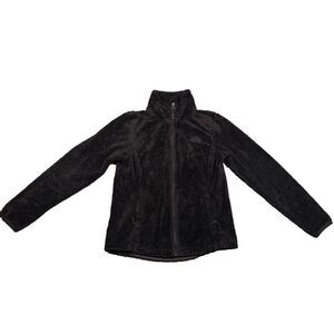 North Face Women's Black Fleece Jacket Zip Pockets (Paint Stain on Sleeve) Small
